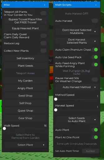 Grow a Garden Script Auto Plant, Auto Sell, Auto Buy, Auto Replace
